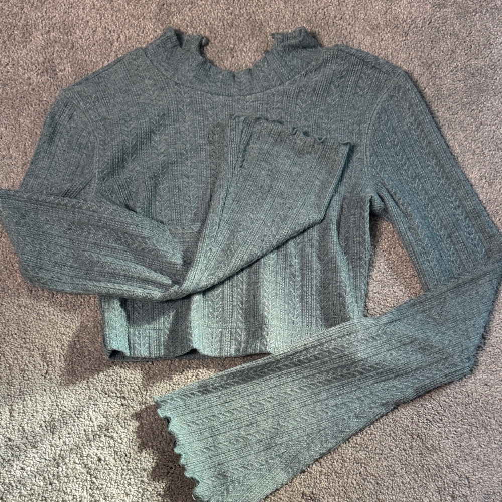 Altar'd State Green Ribbed Crop Top